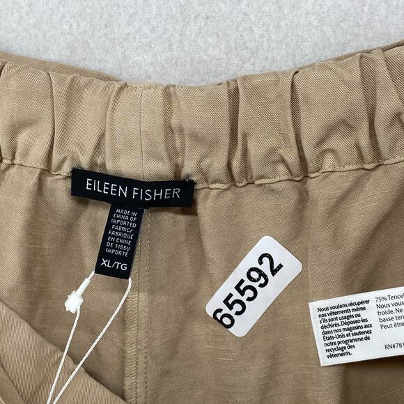 EILEEN FISHER Pants XL Tencel Linen Lantern Ankle Belted Twill Beige NEW - Picture 15 of 15